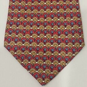 HERMÈS Paris 7673 TA Red Multi Scallop Mini Flowers Print 100% Silk Tie Necktie